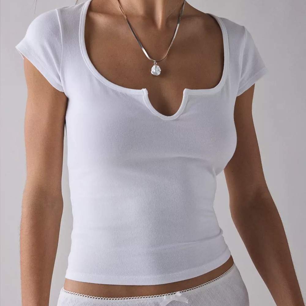Urban Outfitters NEW NWT Out From Under Notch-Front Cotton Compression Baby Tee